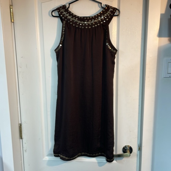 Alfani Chocolate Brown embellished sheath Dress (M) - Picture 10 of 11